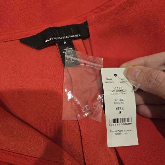 WHBM Kimono Sleeve Crepe Gown in Red Size 8 - Picture 5 of 7